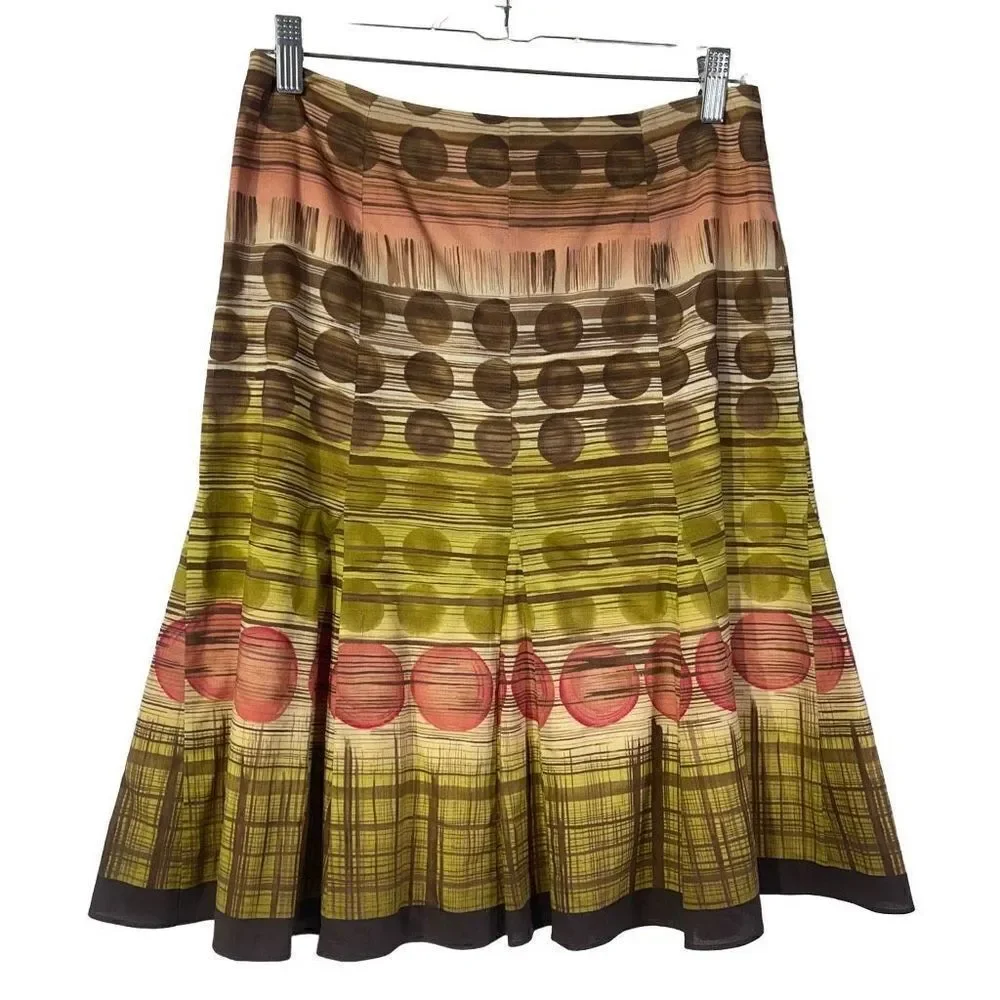 Talbots Women's Vintage Multicolor A-line pleated ruffle Skirt Size Petite 6